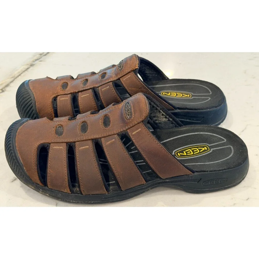 Keen Dayton Brown Leather Slide/Mule Sport Sandals Men’s Size 9